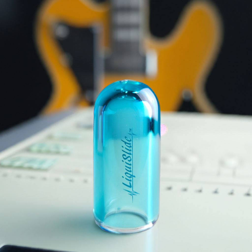 The LiquiSlide - Knuckle Sized Glass Guitar Slide - Blue - Liquislide