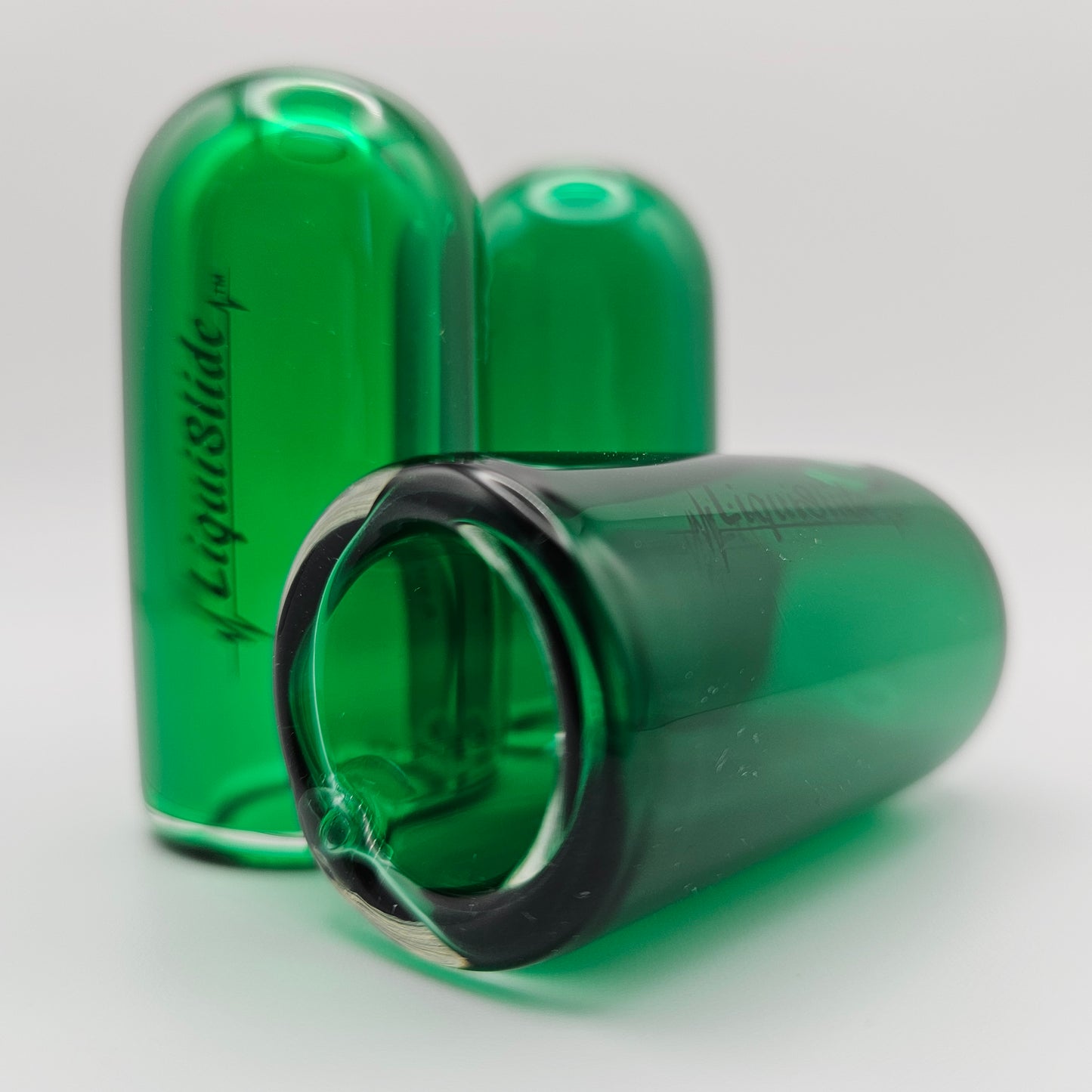 The LiquiSlide - Knuckle Sized Glass Guitar Slide - Go Green - Liquislide